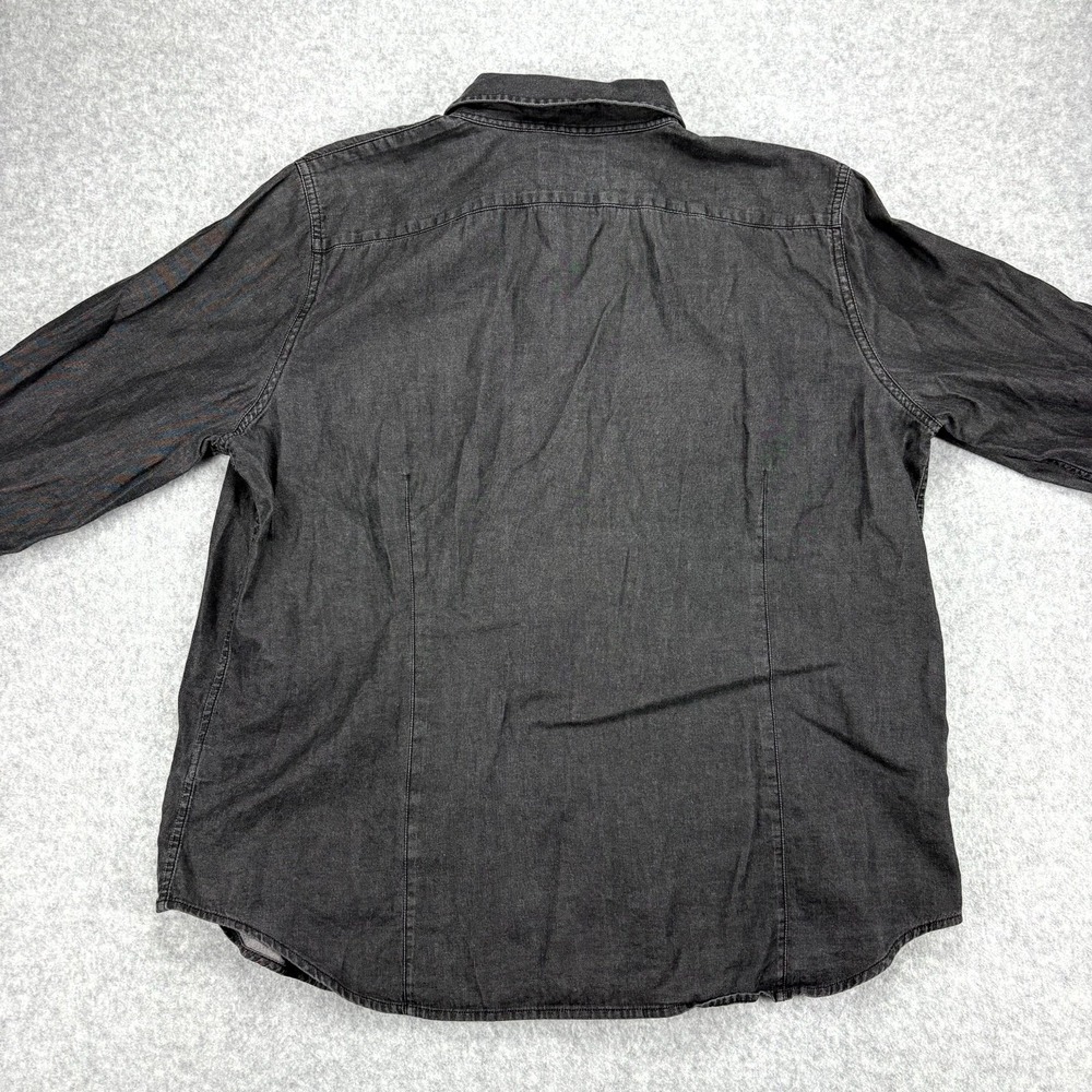 Chaps Shirt Womens XL Black Denim Cowgirl Western Pockets Long Sleeve Pearl Snap - Picture 8 of 8
